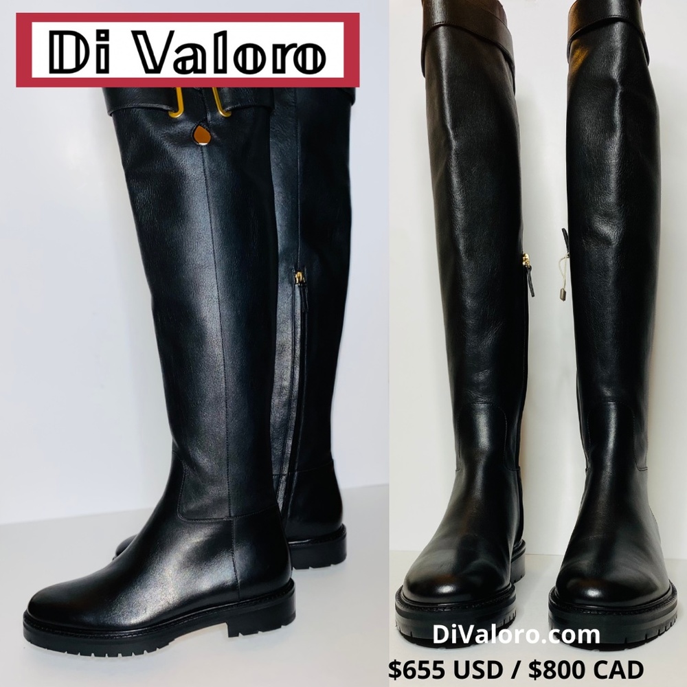 VALENTINO GARAVANI Over-The-Knee Black Leather Boo